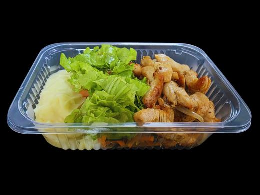 Isca de Frango com Purê e Salada